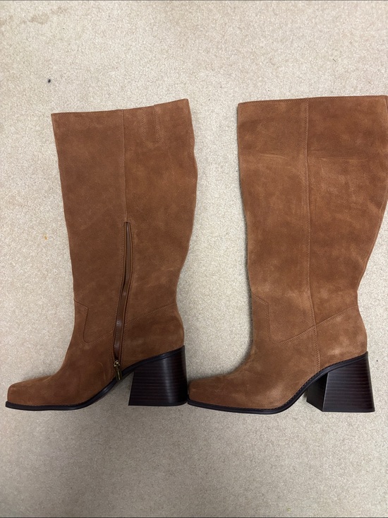 Vince Camuto Shoes - Vince Camuto Tall Brown Suede wide calf Mid-Heel Women's Boots
